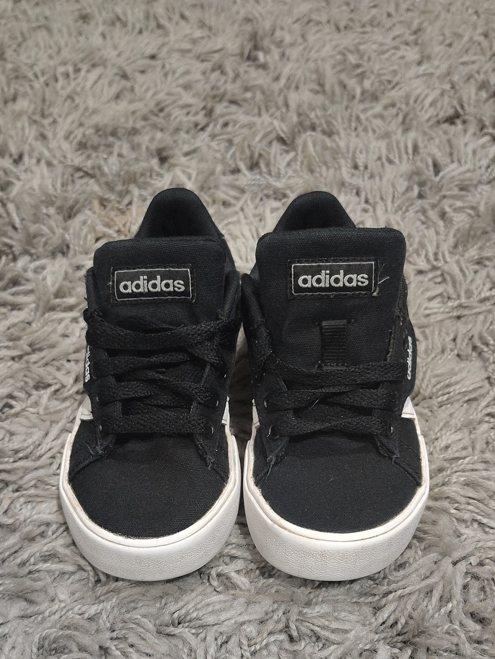 Adidas Kids Black Canvas Sneakers w/ White Soles